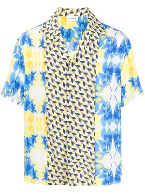 P.A.R.O.S.H. chemise en soie à mélange d'imprimés - Bleu