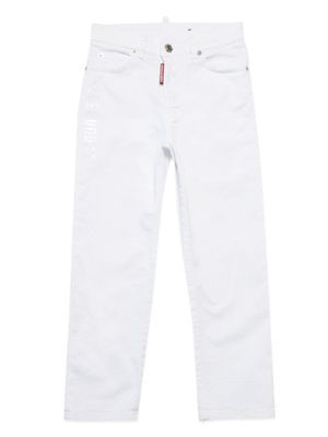 DSQUARED2 KIDS jean droit à logo imprimé - Blanc