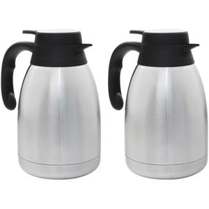 Thermoskan - 2x stuks - 1,5 liter - 23 cm - RVS - isoleerkan - koffiekan - theekan - thermos