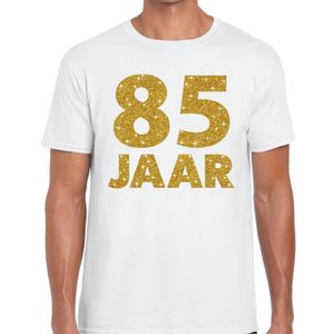 85e verjaardag cadeau t-shirt wit met goud voor heren 2XL  -