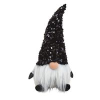 Pluche gnome/dwerg decoratie pop/knuffel zwart met glitter 29 cm   -
