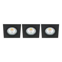Set 3x Bella Ondiepe LED spot kantelbaar 5Watt vierkant ZWART dimbaar - interne driver