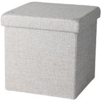 Poef/hocker - opbergbox zit krukje - lichtgrijs - polyester/mdf - 38 x 38 cm - opvouwbaar