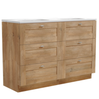 Linie Classo staand badmeubel 120 x 46 cm naturel eiken met Baro dubbele wastafel in glanzend witte porselein