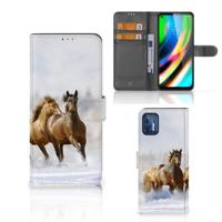 Motorola Moto G9 Plus | Telefoonhoesje | Met pasjeshouder | Paarden