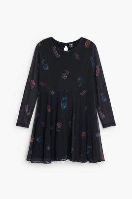 A-lijn jurk met letters - BLACK - 9/10