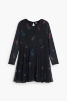 A-lijn jurk met letters - BLACK - 9/10