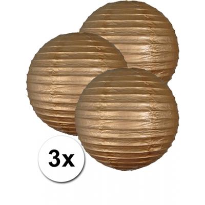 Luxe bol feest lampion - 3x - goud - dia 35 cm - papier Luxe bol feest lampion - 3x - goud - dia 35 cm - papier