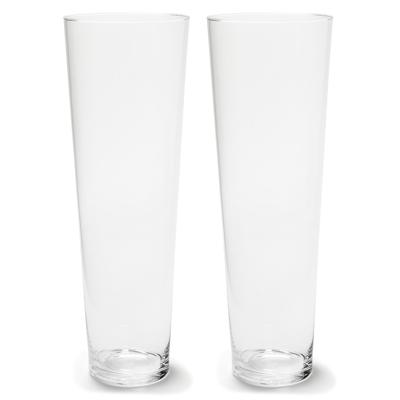 Bellatio design Vaas - Set van 2x stuks - Transparant - conisch - glas - H50xD17 cm