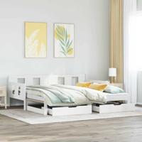Slaapbank met onderschuifbed/lades zonder matras 90x200 cm wit