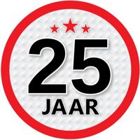 25 jaar leeftijd sticker - rond - Dia 15 cm - 25 jaar verjaardag/jubileum/leeftijd versiering