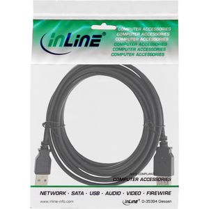 Kabel inLine verlengkabel USB-A 2.0 M/V 1,8 meter zwart
