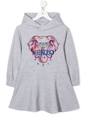 Kenzo Kids robe brodée à capuche - Gris