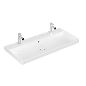 Villeroy & Boch Avento meubelwastafel 100x47cm 2 kraangaten met overloop wit 4156A401