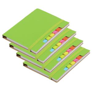 Schoolschriften/notitieboeken - 4x - A6 formaat - 70 gelinieerde pagina - groen - met balpen