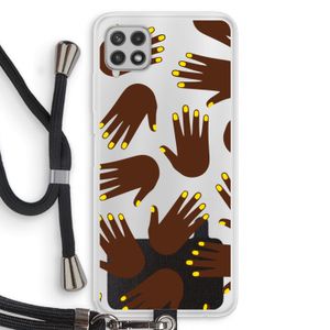 Hands dark: Samsung Galaxy A22 4G Transparant Hoesje met koord