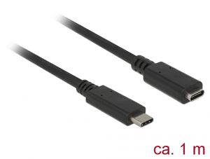 Delock USB-kabel USB 3.2 Gen1 (USB 3.0 / USB 3.1 Gen1) USB-C stekker, USB-C bus 1.00 m Zwart 85533