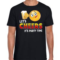 Funny emoticon t-shirt lets cheers it is partytime zwart heren