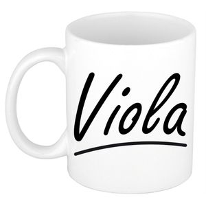 Naam cadeau mok / beker Viola met sierlijke letters 300 ml   -