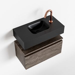 Toiletmeubel Mondiaz Andor | 60 cm | Meubelkleur Dark brown | Lex vrijhangend wastafel Urban Midden | 1 kraangat