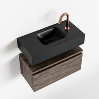 Toiletmeubel Mondiaz Andor | 60 cm | Meubelkleur Dark brown | Lex vrijhangend wastafel Urban Midden | 1 kraangat