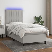 Boxspring met matras en LED stof lichtgrijs 80x200 cm