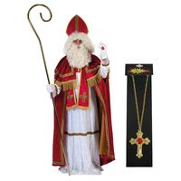 Sinterklaas kostuum - inclusief kruis ketting met rode steen - thumbnail