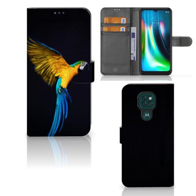 Motorola Moto G9 Play | E7 Plus | Telefoonhoesje | Met pasjeshouder | Papegaai