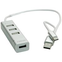 ROLINE USB 2.0 notebook hub, 4 poorten, type A+C aansluitkabel - thumbnail