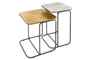 Salontafel ABSTRACT set van 2 40cm goud silver zwart metaal frame - 43516