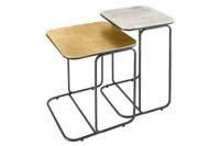 Salontafel ABSTRACT set van 2 40cm goud silver zwart metaal frame - 43516