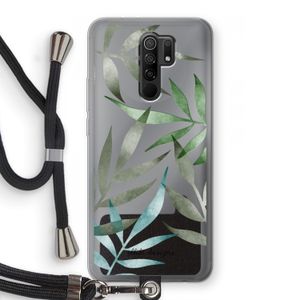 Tropical watercolor leaves: Xiaomi Redmi 9 Transparant Hoesje met koord