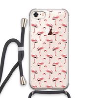 Flamingoprint groen: iPhone 8 Transparant Hoesje met koord