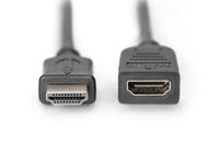 Digitus AK-330201-030-S HDMI-kabel HDMI Verlengkabel HDMI-A-stekker, HDMI-A-bus 3.00 m Zwart High Speed HDMI met ethernet, Geschikt voor HDMI, Rond, Vergulde - thumbnail