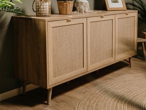 Dressoir BALO 3 deuren sonoma eik met rotan print