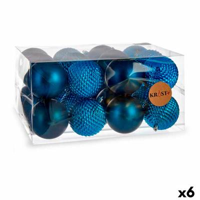 Set kerstballen Blauw Plastic Ø 8 cm (6 Stuks)