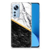Xiaomi 12 | 12X | TPU | Siliconen hoesje | Marmer Wit Zwart - Origineel Cadeau Man