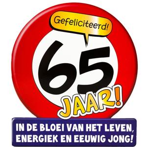 Wenskaart/verjaardagskaart stopbord 65 jaar 16 x 14 cm - 65e verjaardag