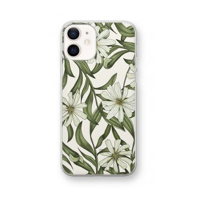 Wit bloemenpatroon: iPhone 12 Transparant Hoesje