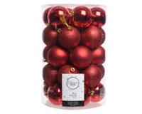 Kerstbal plastic mix dia8cm kerstrood - Decoris