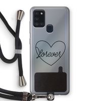 Forever heart black: Samsung Galaxy A21s Transparant Hoesje met koord