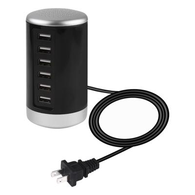 XLD4 30W 6-USB-poorten oplader station voedings adapter AC100-240V US-stekker (zwart)