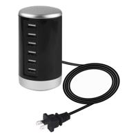 XLD4 30W 6-USB-poorten oplader station voedings adapter AC100-240V US-stekker (zwart)