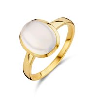 Ring Ovale Steen geelgoud-maansteen 11,5 x 9,5 mm goudkleurig-wit