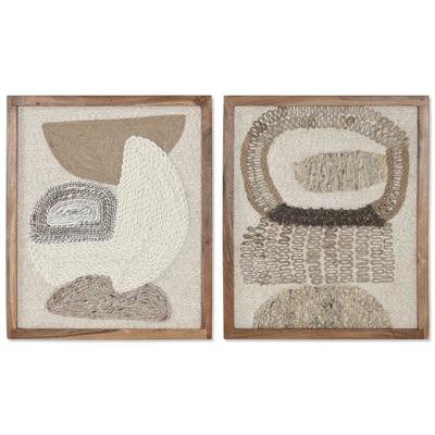 Schilderij Home ESPRIT Wit Natuurlijk Abstract Scandinavisch 50 x 3 x 60 cm (2 Stuks)