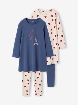 Set van 2 nachtjurk legging blauw