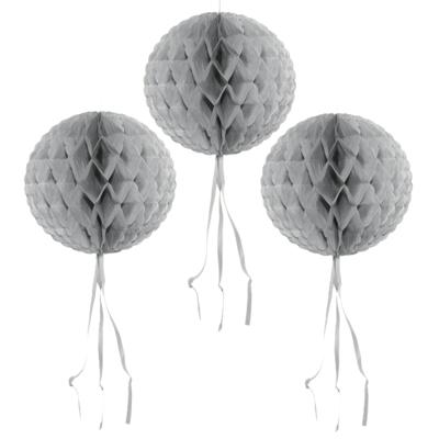 Decoratie bol - 8x - zilver - 30 cm - crepe papier - versiering - feestversiering