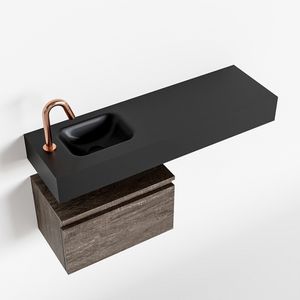 Toiletmeubel Mondiaz Andor | 100 cm | Meubelkleur Dark brown | Lex vrijhangend wastafel Urban Links | 1 kraangat