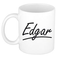 Naam cadeau mok / beker Edgar met sierlijke letters 300 ml - thumbnail