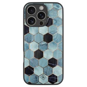 iPhone 16 Pro glazen hardcase - Blue cubes
